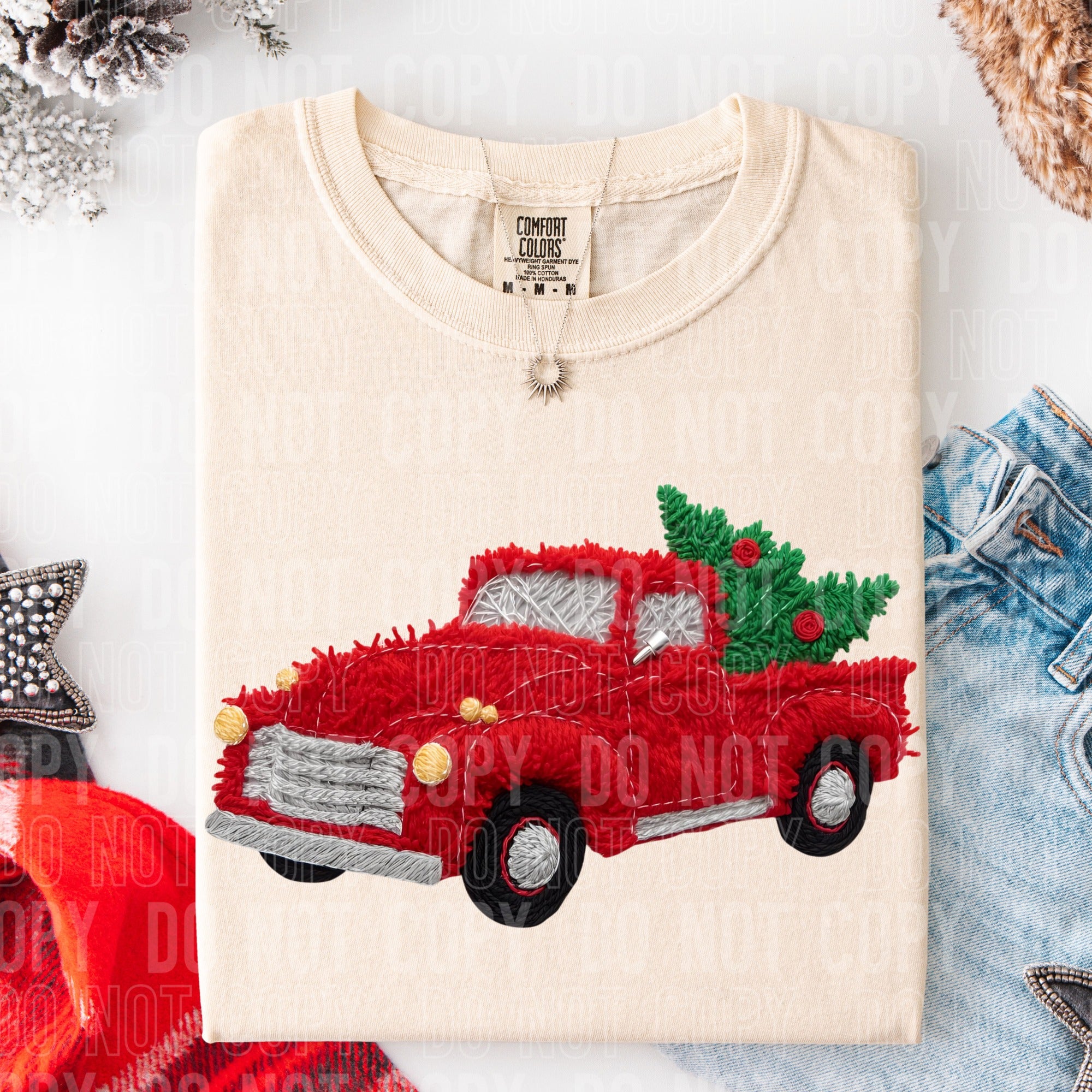 Red Truck with Tree
