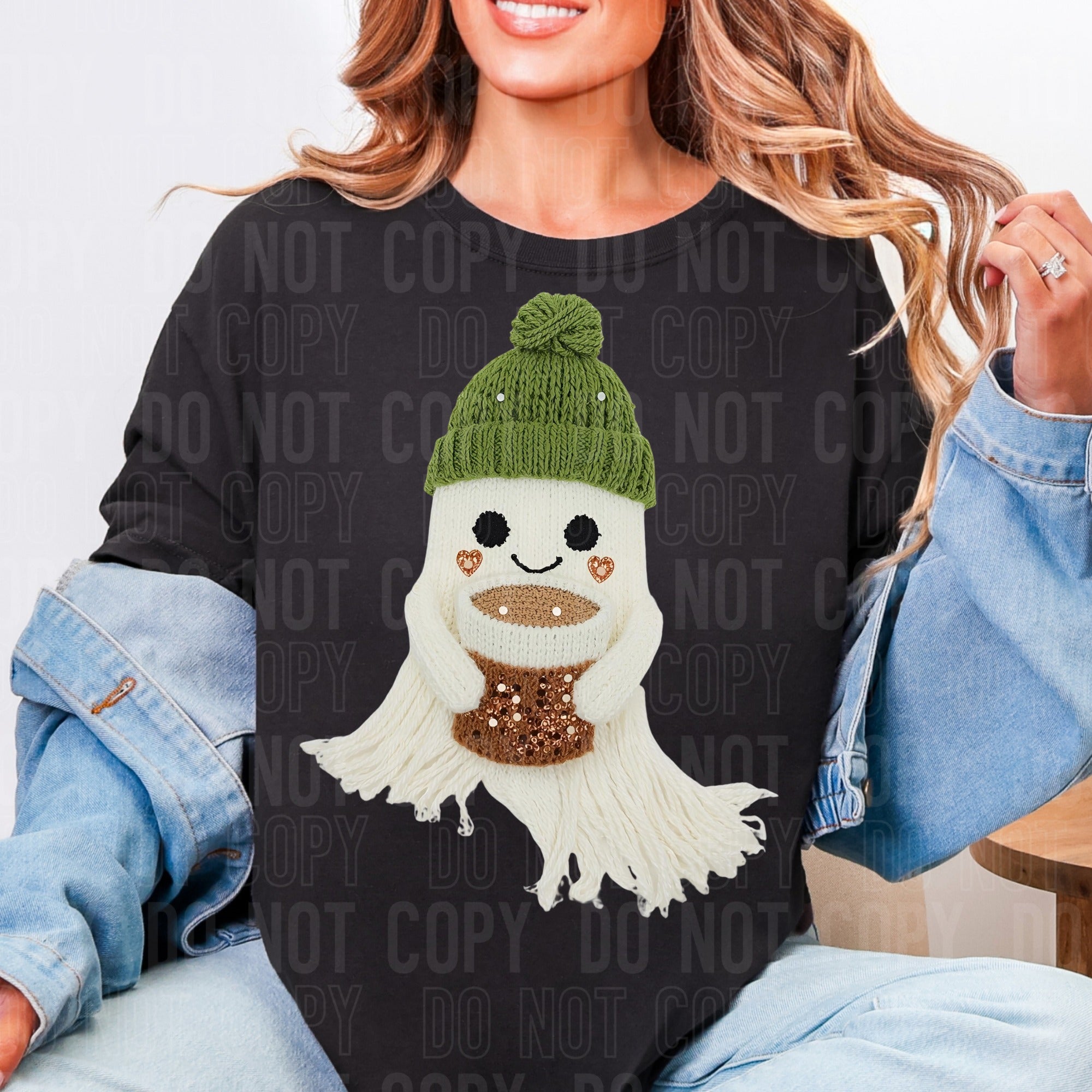 Ghost with Green Beanie and Coffee