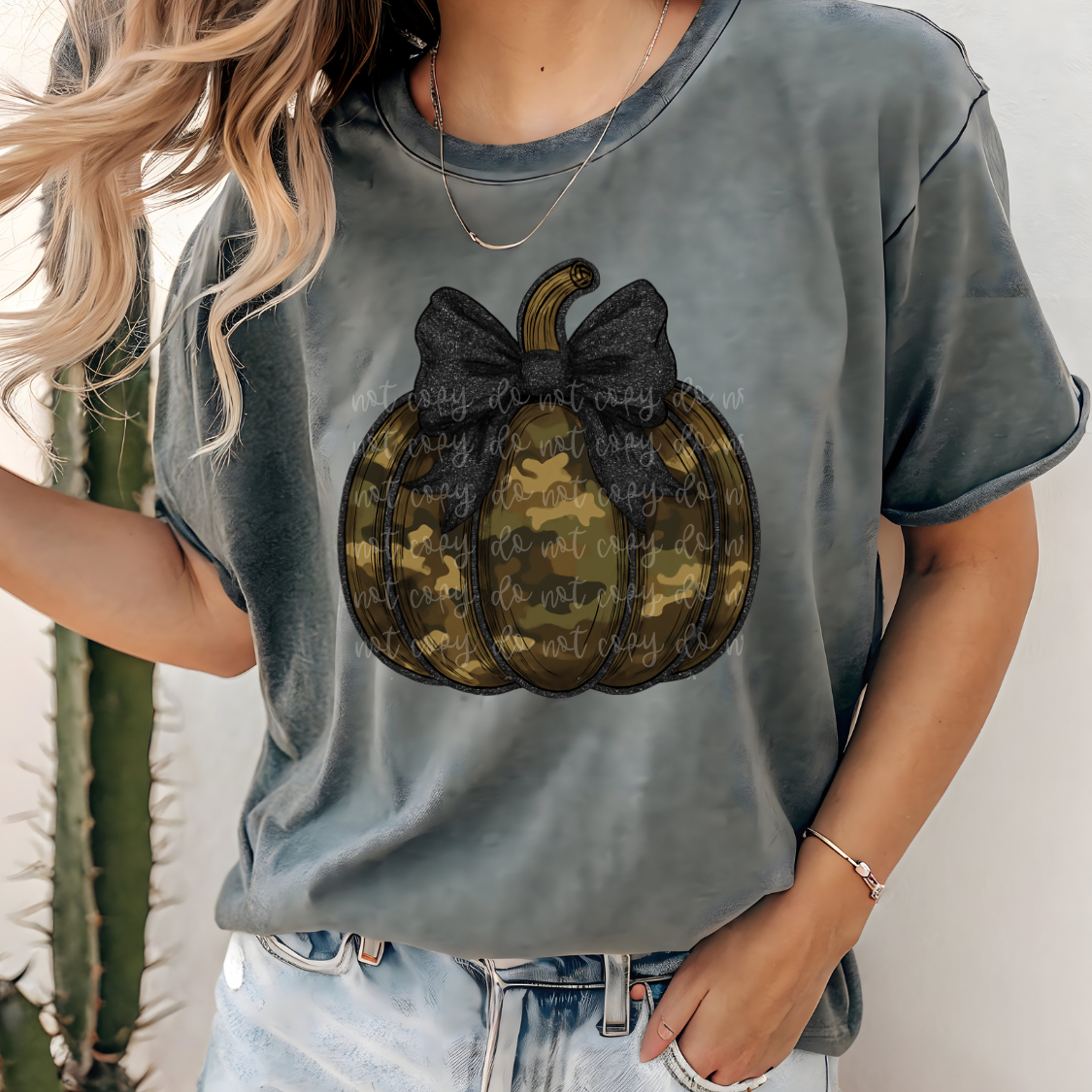 Camo Pumpkin Black Bow