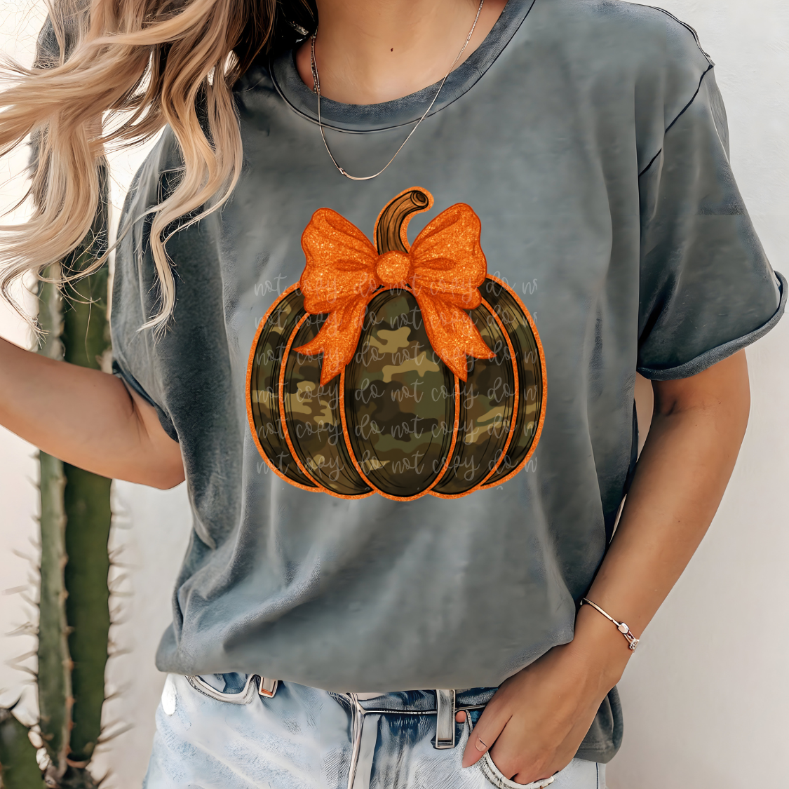 Camo Pumpkin Orange Bow