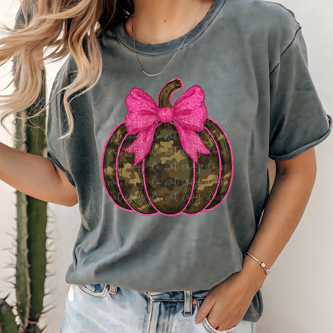 Camo Pumpkin Pink Bow